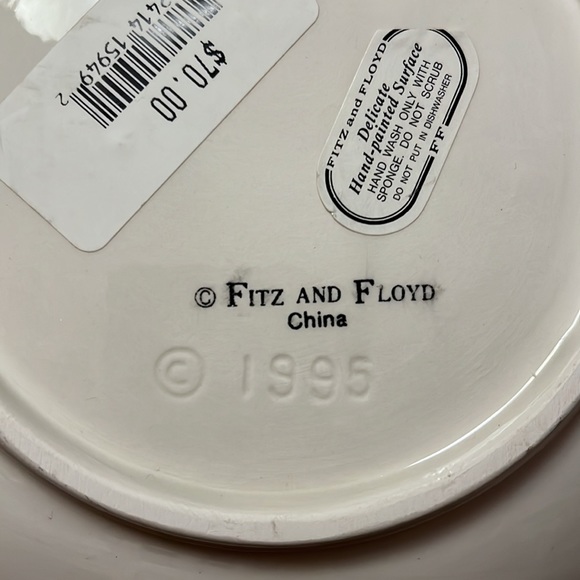 HP 🎉 Fitz and Floyd Christmas Rose bowl NWT - Picture 5 of 7